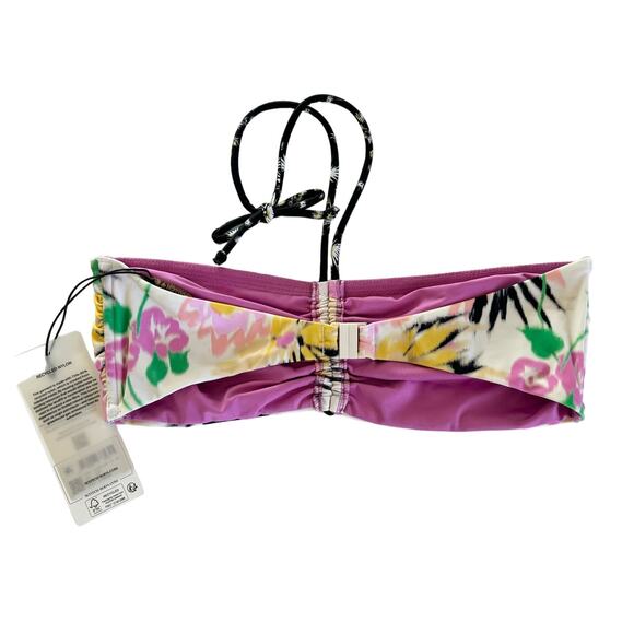 Scotch & Soda White Multicolor Floral Print Halter Tie Bandeau Bikini Top Medium - Picture 4 of 5
